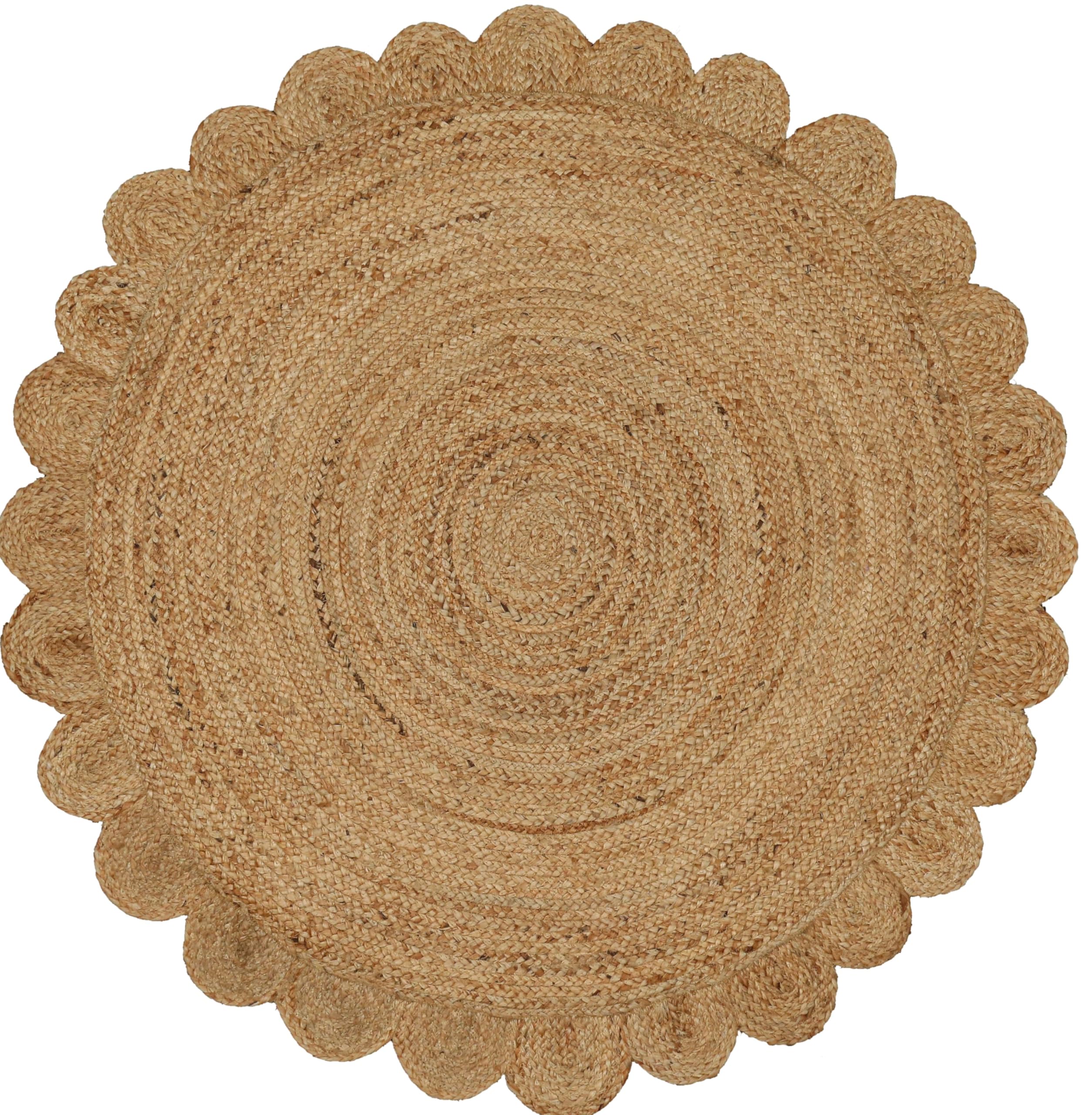 Savi Home Hand Woven Jute Braided Scalloped Rug