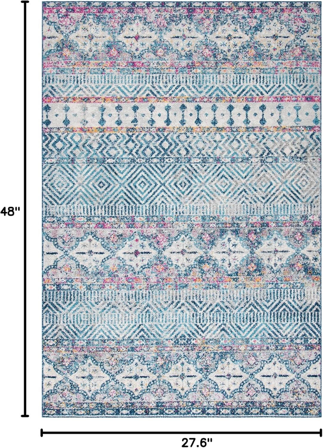SAFAVIEH Madison Collection Accent Rug - 2'3" x 4', Denim Blue & Purple, Boho Chic Design, Non-Shedding & Easy Care, Ideal for High Traffic Areas in Entryway, Living Room, Bedroom (MAD797K)