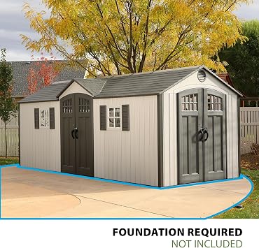 Lifetime 20 x 8 Ft. Outdoor Storage Shed with Steel Reinforced HDPE Walls, Lockable Doors, Windows, Skylights, Adjustable Shelving, SlipResistant Floor, UVProtected Backyard Shed