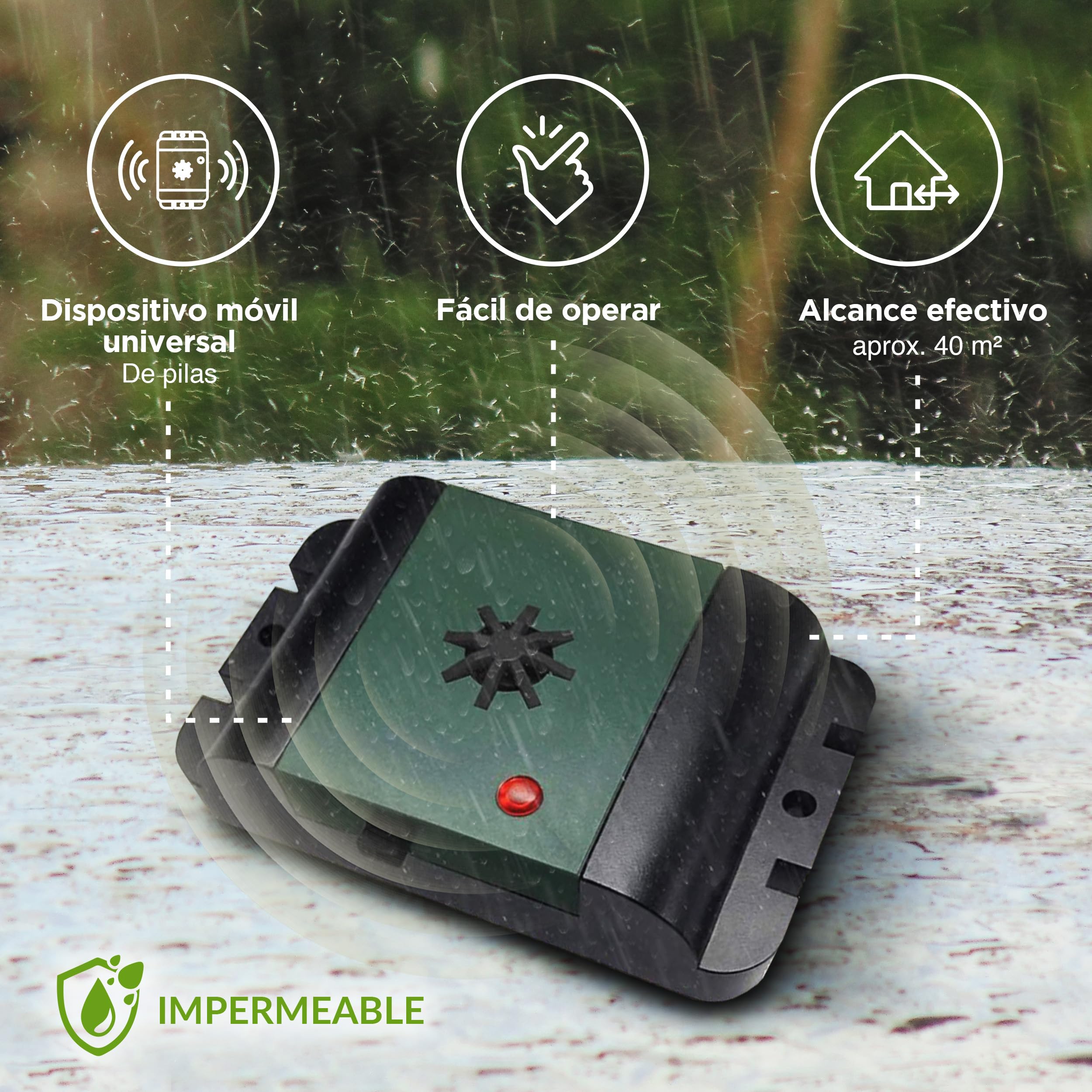 ISOTRONIC Repelente Ultrasónico de Aves — A Pilas para Palomas, Gorriones y Gaviotas — Ideal para Balcones, Azoteas y Jardines — Alcance Efectivo 40 m² — Pack de 2 Unidades