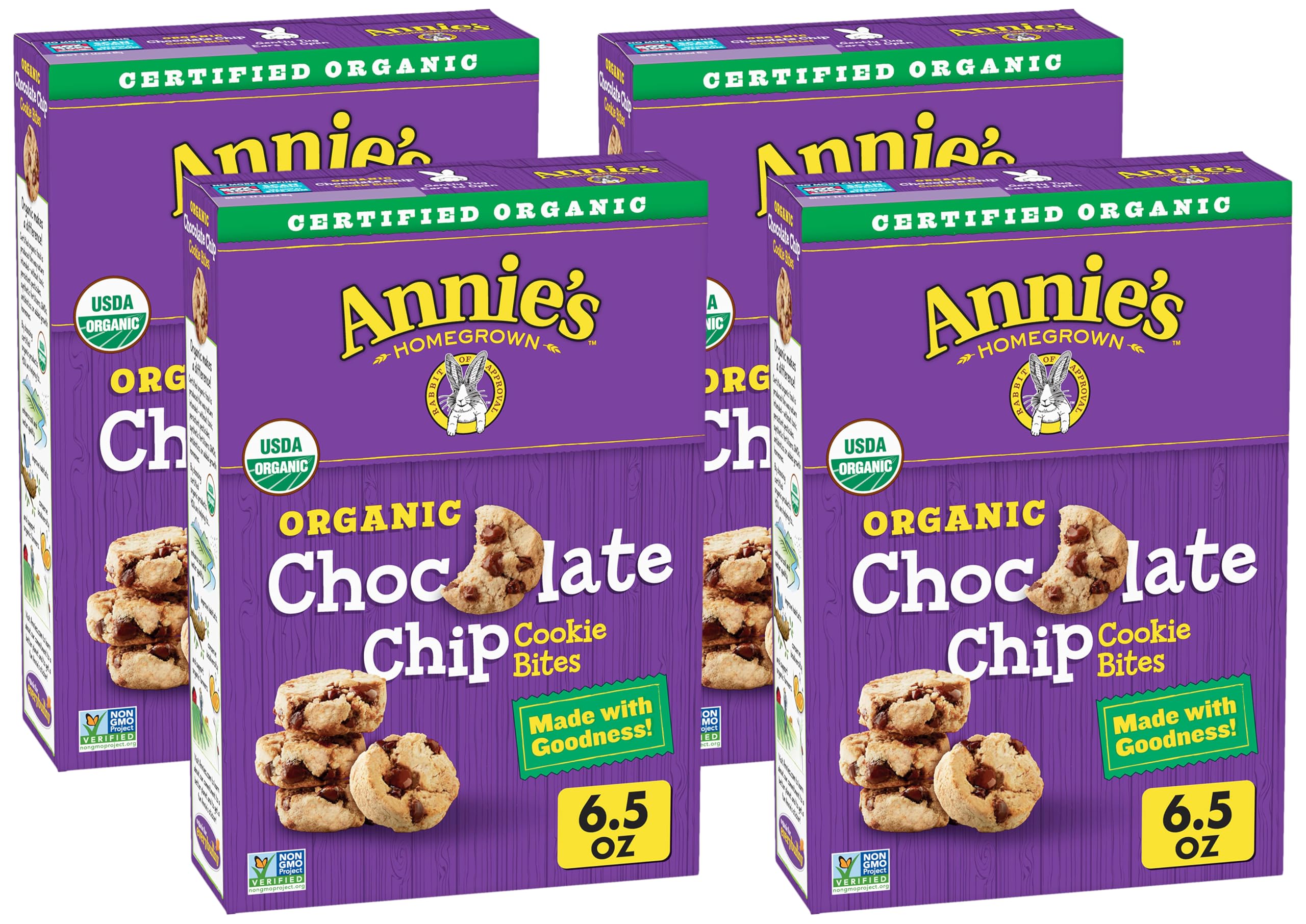 Annie's Organic Chocolate Chip Cookie Bites, 6.5 oz. (Pack of 4)