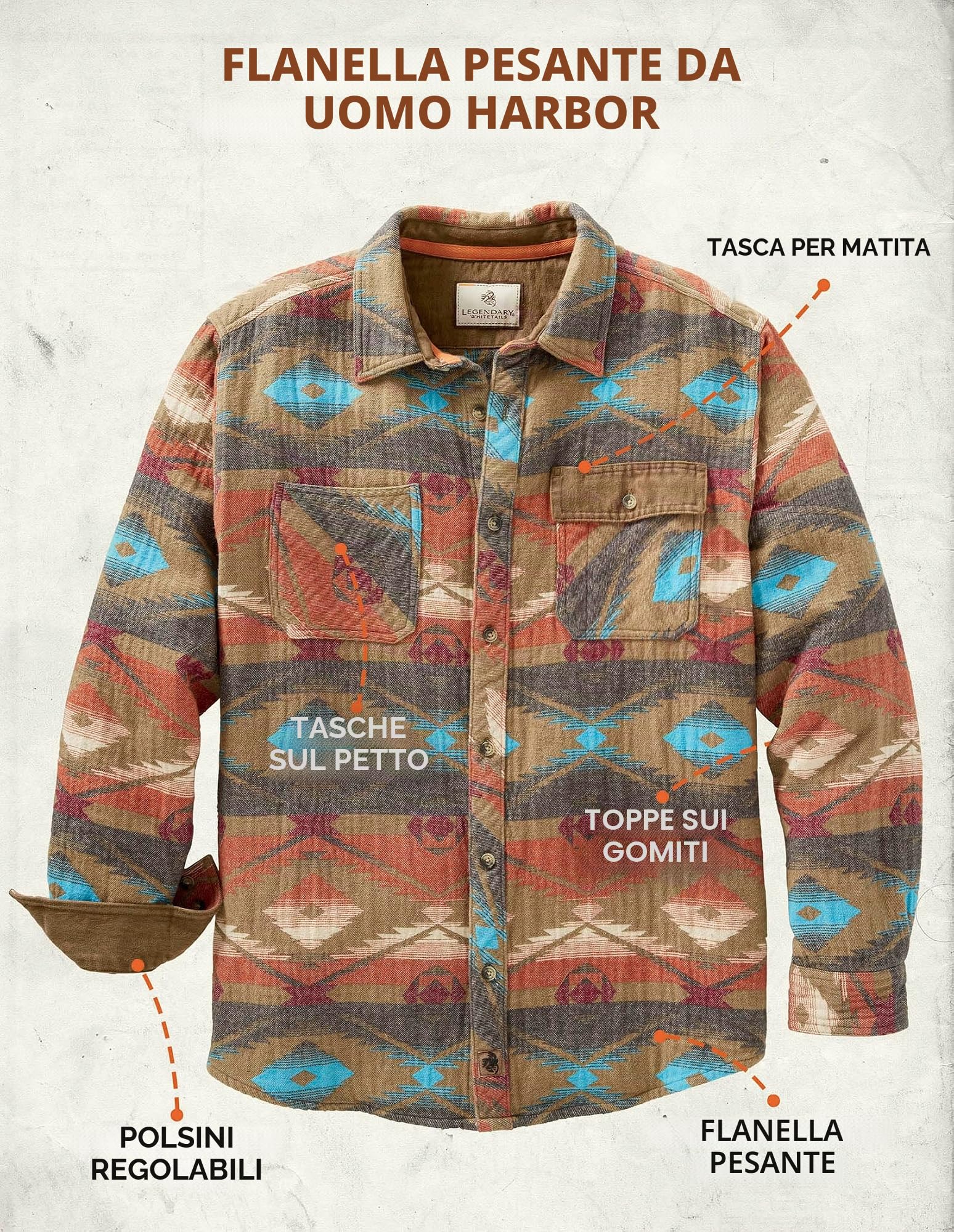 Legendary Whitetails Camicia da Uomo in Tessuto Pesante Harbor Button Down