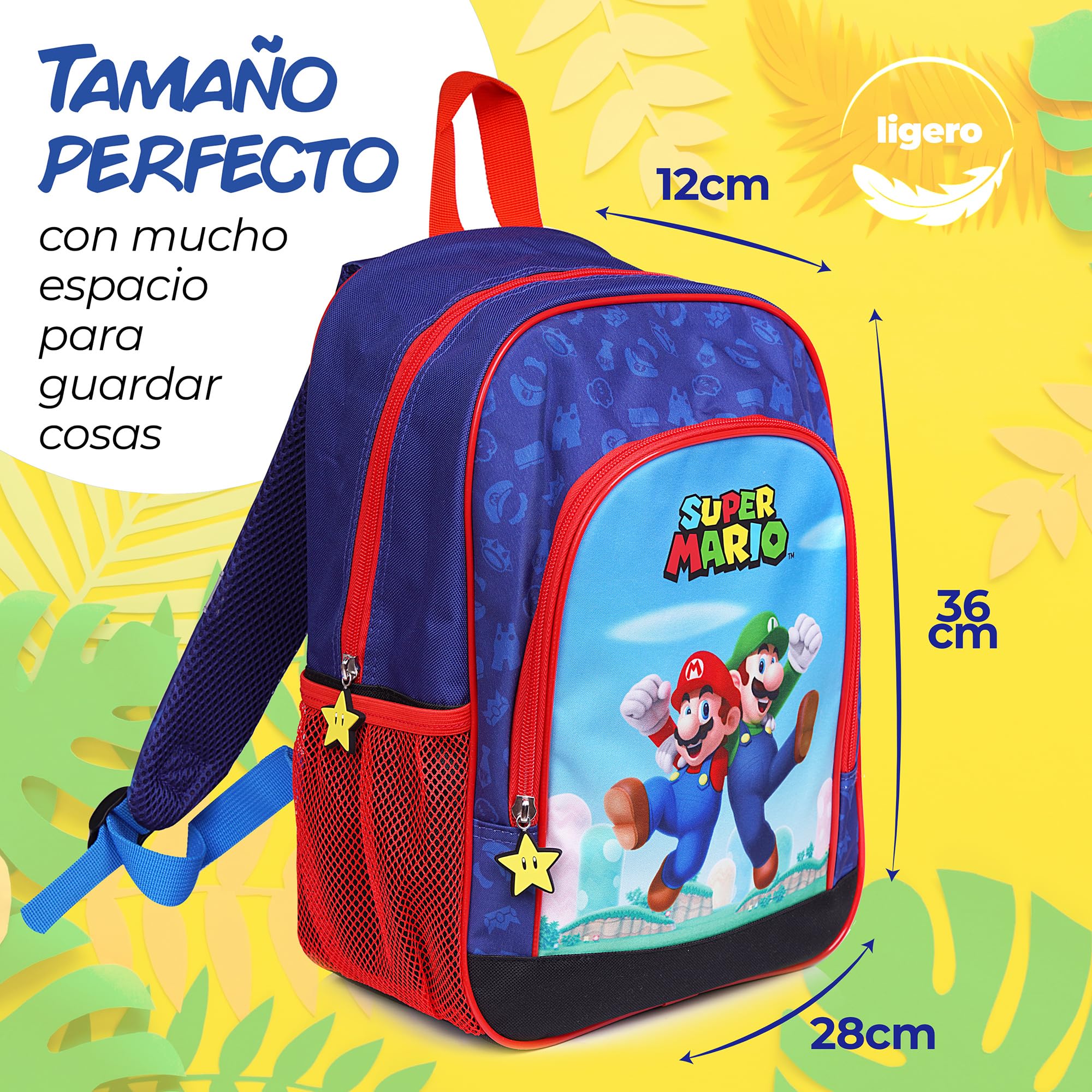 Super Mario Bros. - Mochila Mario - Mochila Escolar para Niño y Niña - Mochilas - Idea de Regalo