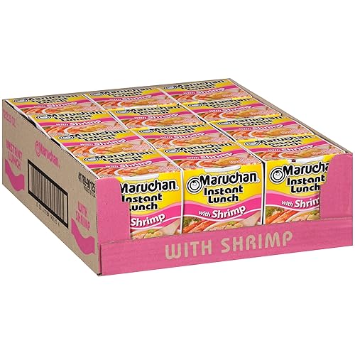 Maruchan Instant Lunch Shrimp, Ramen Noodle Soup, Microwaveable Meal, 2.25 Oz, 12 Count - Shrimp