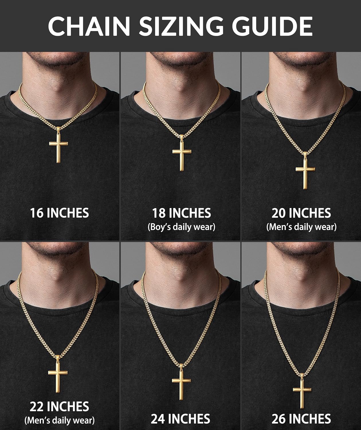 925 Sterling Silver Cross Necklace for Men Boys, 14k Gold Plated Sterling Silver Cross Necklace with 5mm 316L Stainless Steel Cuban Chain Necklaces for Men Boys Women 16-26 Inch