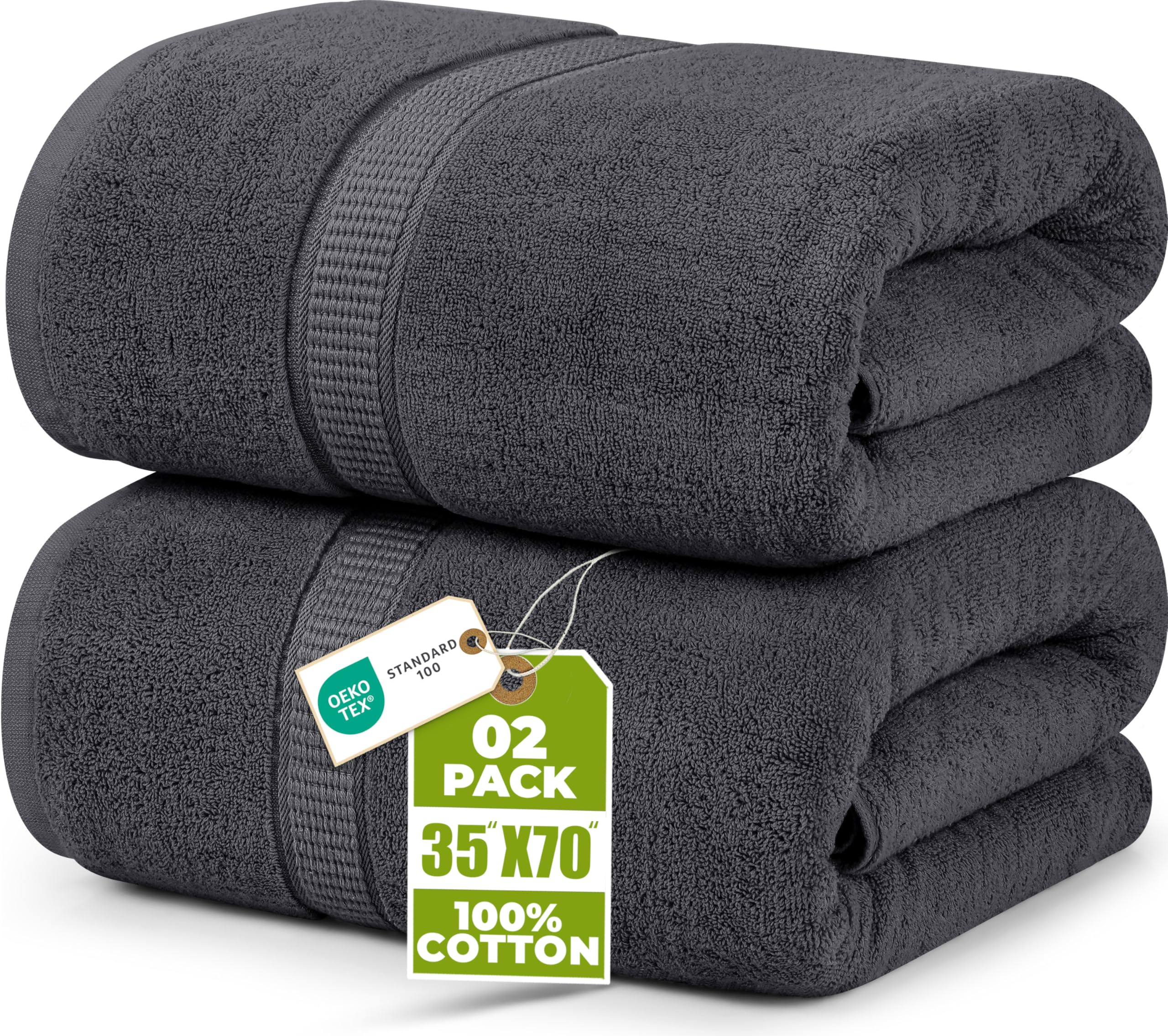 Utopia Towels - Luxurious Jumbo Bath Sheet 2 Piece - 600 GSM 100% Ring Spun Cotton Highly Absorbent and Quick Dry Extra Large Bath Towel - Super Soft Hotel Quality Towel (35 x 70 Inches, Grey)