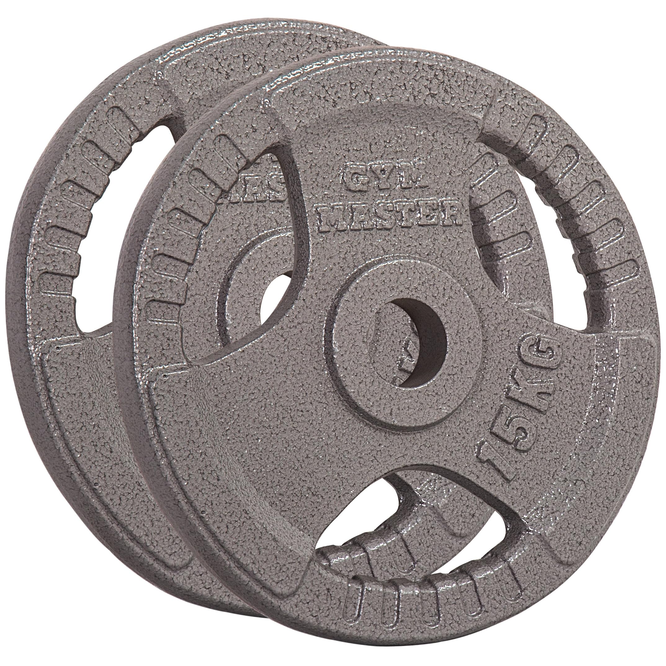 GYM MASTER Pair of Tri Grip 2" Olympic Weight Plates in Cast Iron - 15kg