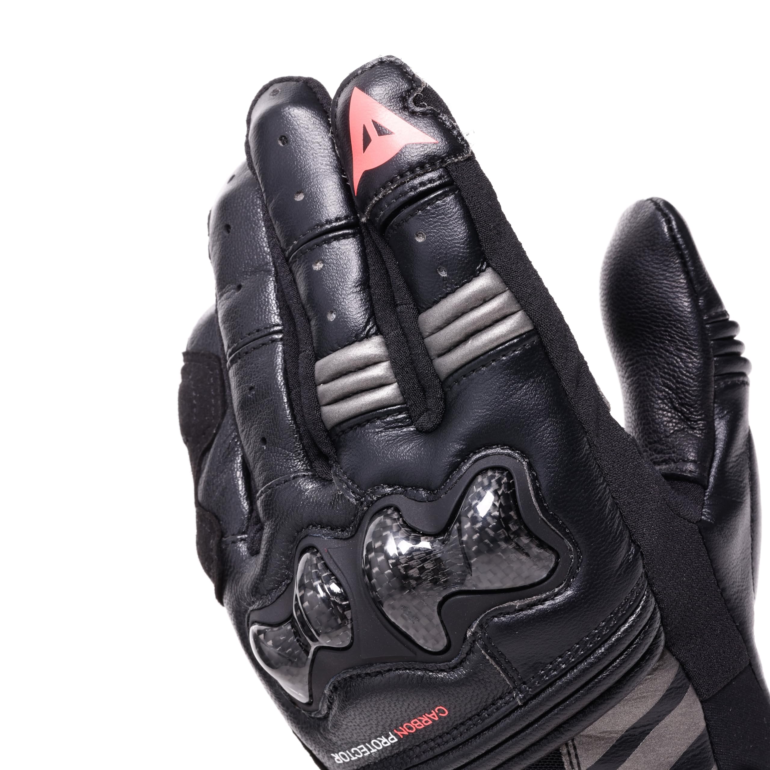 DAINESE Reacto Carbon Short Gloves Wmn, Guanti Moto Corti Donna in Pelle con Protezione Nocche in Carbonio e Imbottiture Palmo e Dita Smart Touch, Per Donna, Black/Fluo Pink, XL