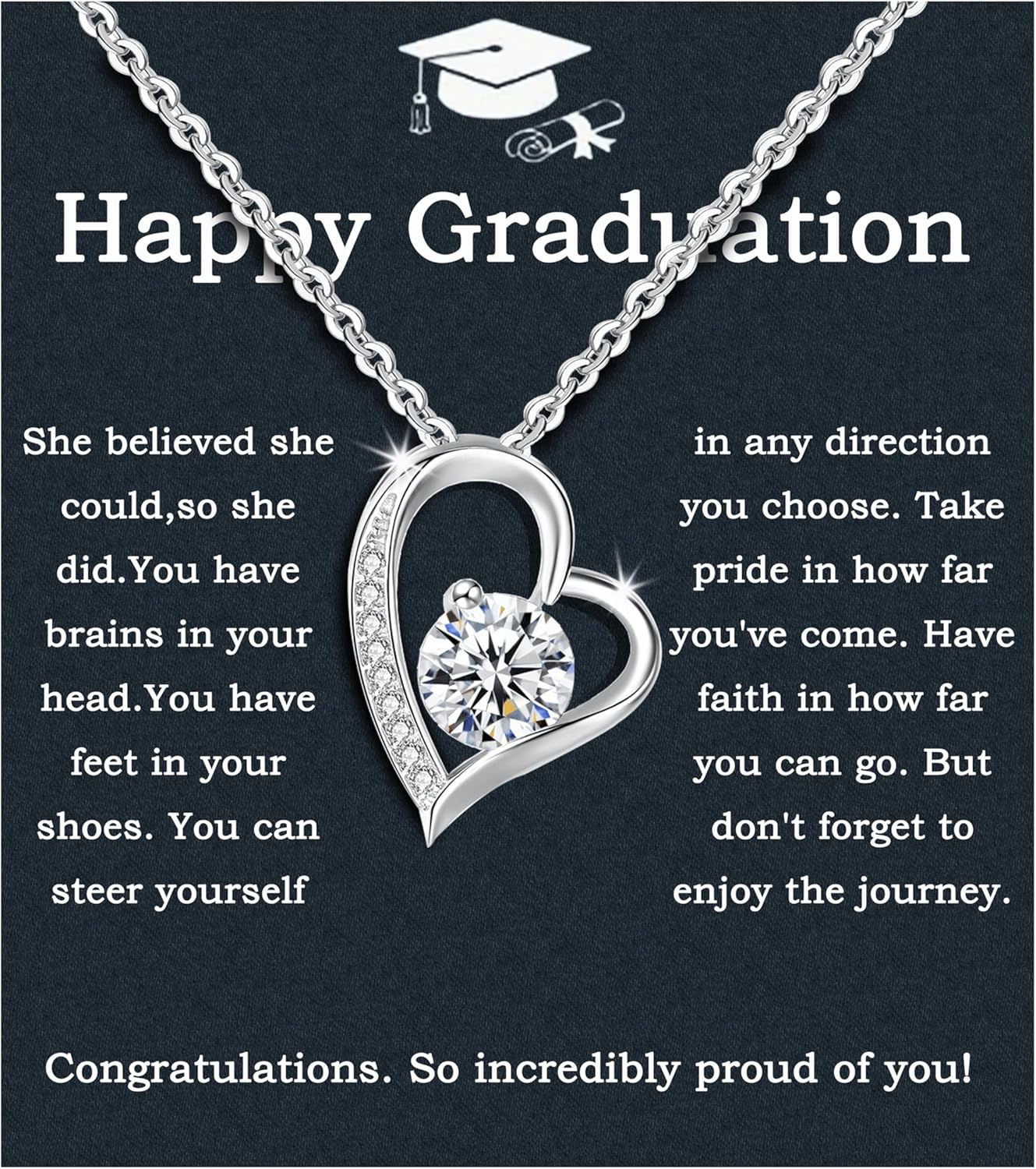 Graduation Gifts For Her 2025 College Graduation Gifts For Women 925 Sterling Silver Inspirational Necklace For Granddaughter or Daughter High School Graduate Gifts For Best Friend