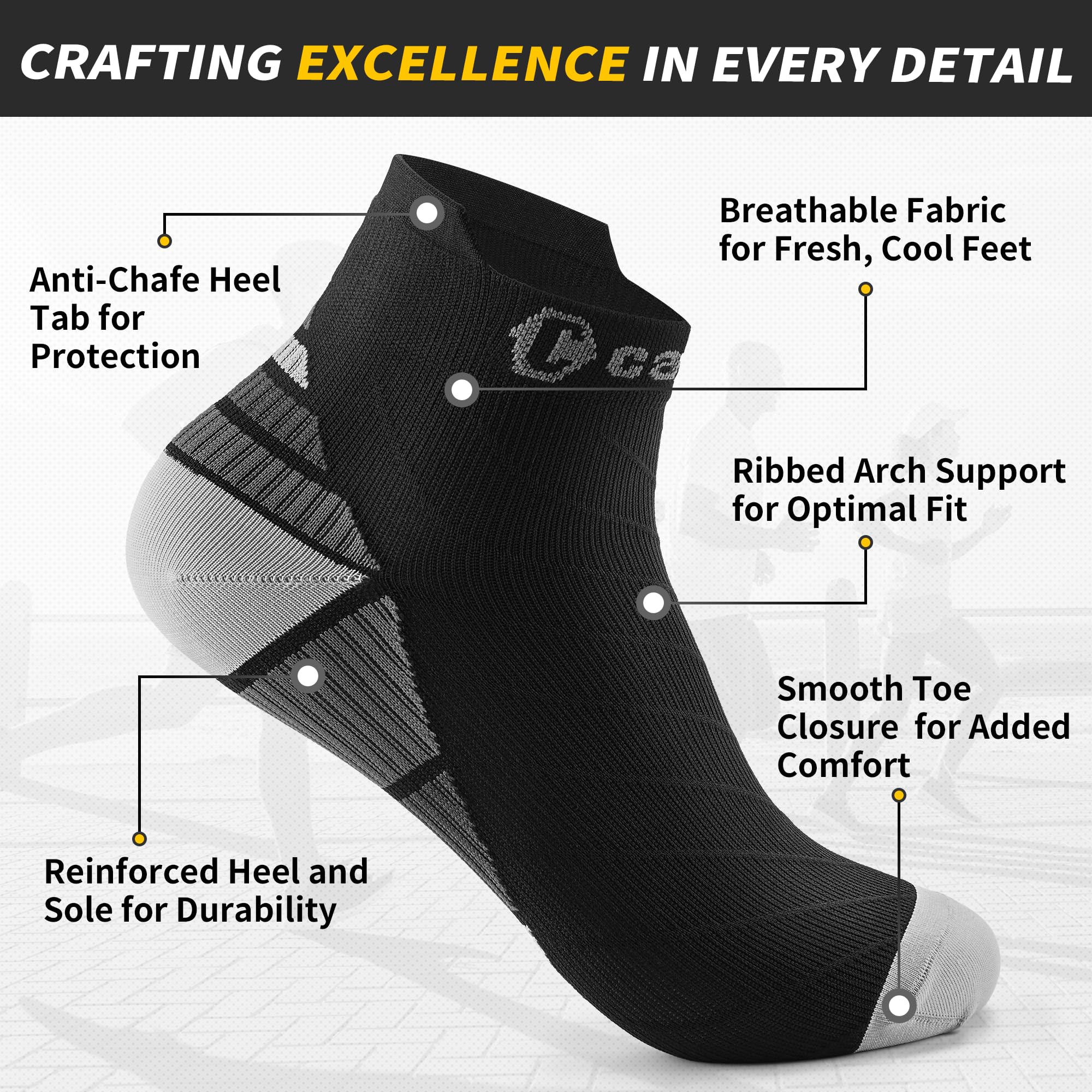 CAMBIVO Calcetines de Compresión Cortos Hombre Mujer 2 Pares, 20-30 mmHg Calcetines Running Antiampollas con Soporte el Arco, Calcetines Compresion Ligeros y Transpirable para Tecuperación Deportivo