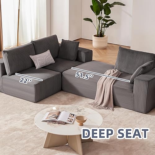 Vista 6 de 108” Modular Sectional Sofa, Cloud Sectional Couch with Deep Seat, Modern Modular L-Shape Sofa Couch with Chaise,Upholstered Boneless Couches for