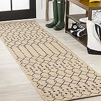 Vista 68 de JONATHAN Y Alfombra de área geométrica marroquí para interiores y exteriores 3X5 natural/negro, Ourika tejido texturizado para patio trasero, patio