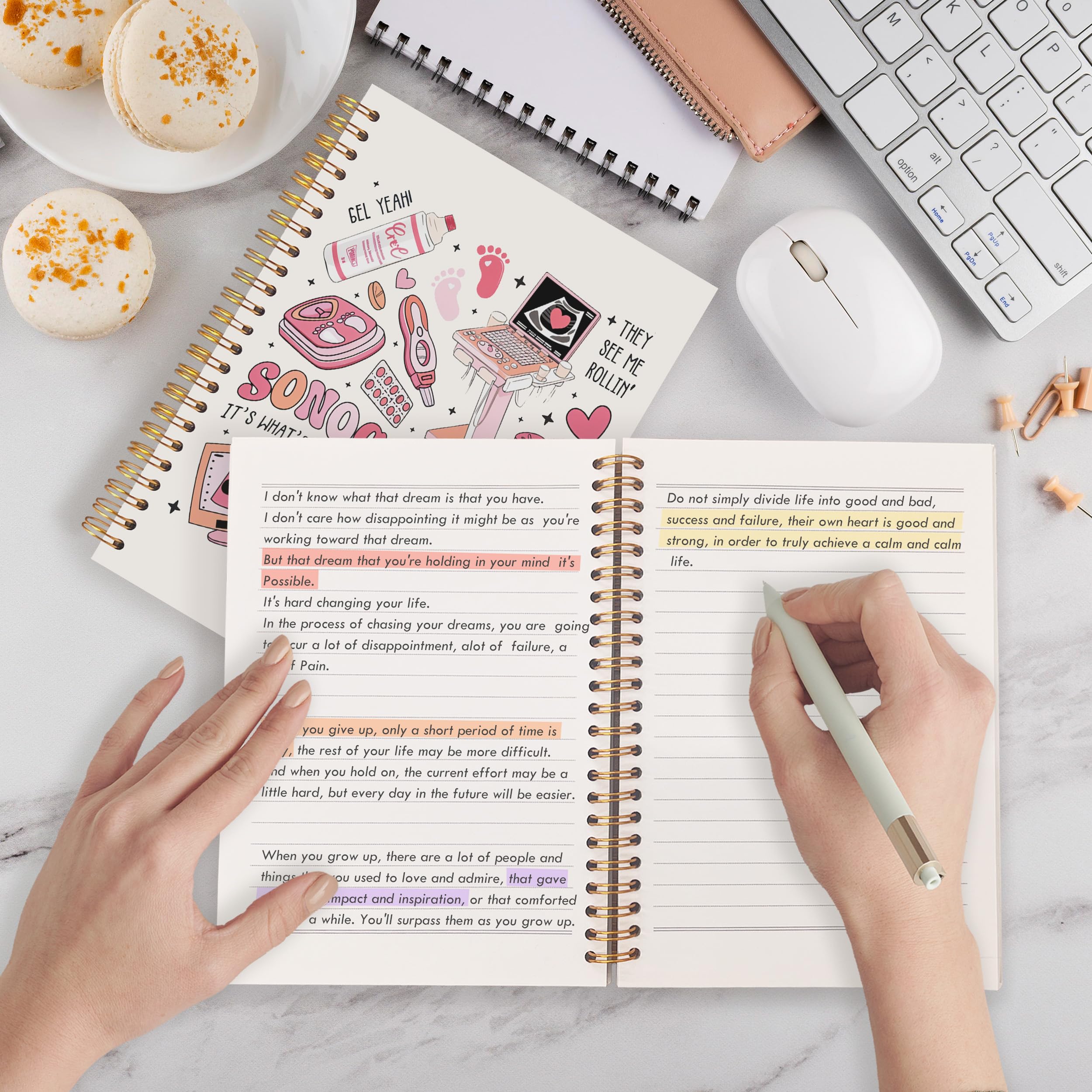 Sonographer Gifts Spiral Notebook 5.5x8.3, Ultrasound Tech Gifts Journal for Writing, Sonography Nursing Notebook Journal for Note Taking, Medical Office School Supplies