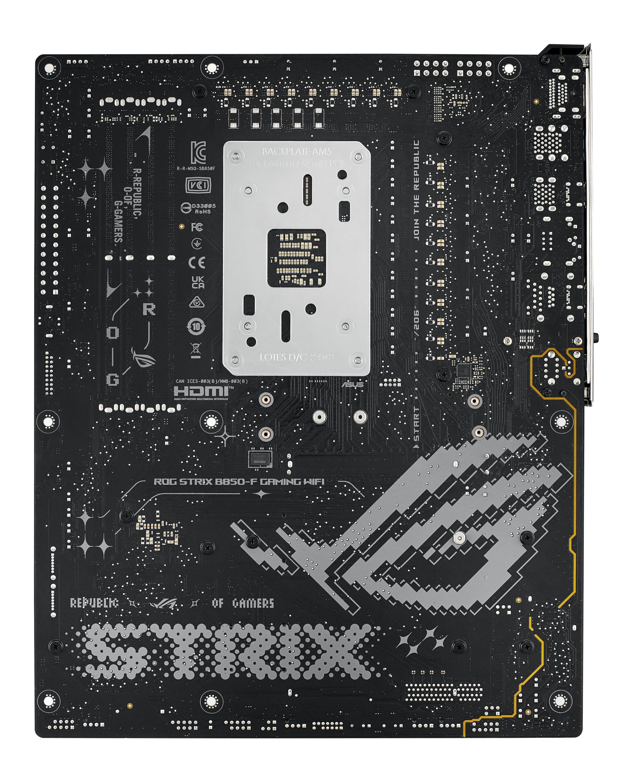 ASUS ROG Strix B850-F Gaming WiFi AMD AM5 16+2+2 etapas de potencia, AI PC, DDR5 AEMP, WiFi 7, 4X M.2, PCIe® 5.0, 20Gbps Type-C®, AI Networking II, Aura | Compatible con Ryzen 7000, 8000 y 9000, DDR5 AEMP, soporte total de 19 USB, conectividad de vanguard