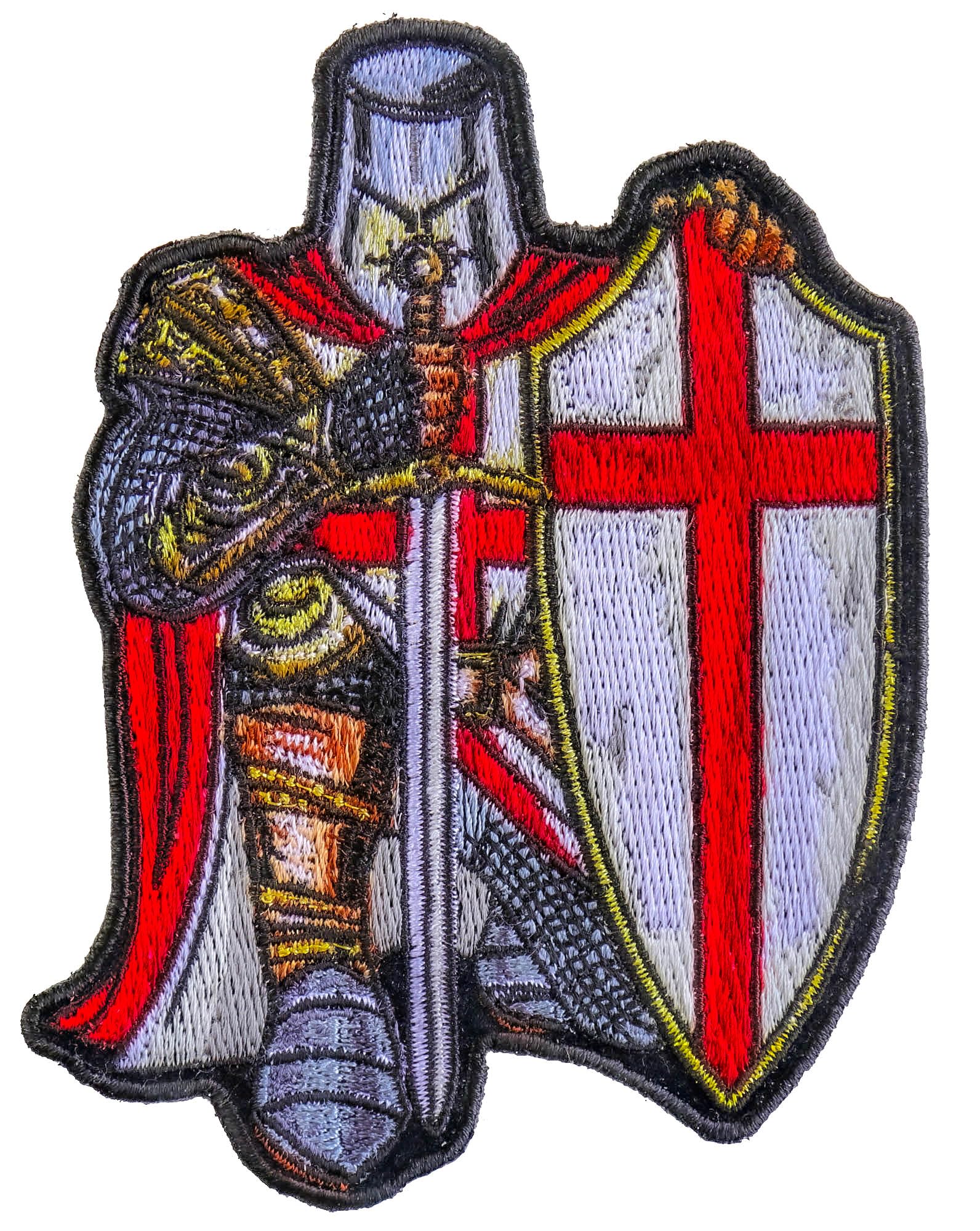 Crusader Knight Patch Small - 3.3x4.5 inch. Embroidered Iron on Patch