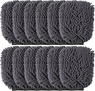 12 Pcs Car Wash Mitts Double Sided Scratch free Wash Mittens Chenille Microfiber Car Wash Mitt Wash Sponge Cloths Washing Gloves Absorbent Microfiber Mitt for Cars SUVs Trucks Motorcycles Boat
