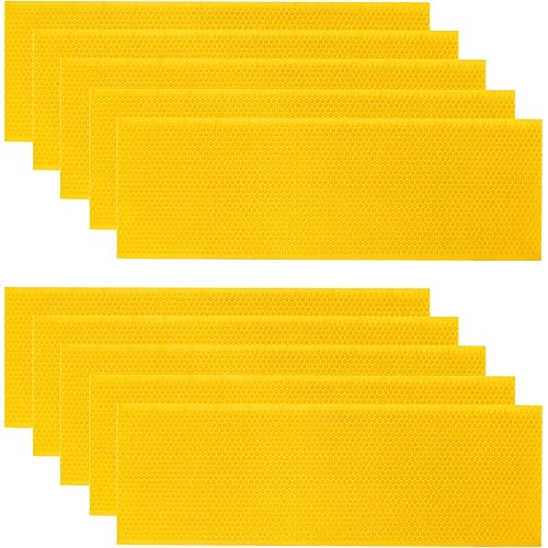 Beehive Wax Coated Foundation Sheet,5-5/8-Inch Medium Beeswax Foundation Sheets,10 Pcs Plastic Bee Hive Foundation Sheet,Beehive Foundation Sheet Fit Medium Frame Beekeeping Supply