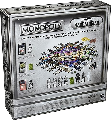Miniatura 2 de Monopoly: Star Wars The Mandalorian Edition Juego de mesa, inspirado en la temporada 2 de The Mandalorian, protege a Grogu de los enemigos