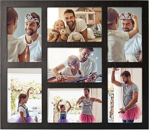 Miniatura 5 de MONT PLEASANT Marco de fotos para decoración de pared, exhibición de fotos de 4 x 6 pulgadas, marco de fotos de 7 aberturas para soporte de mesa