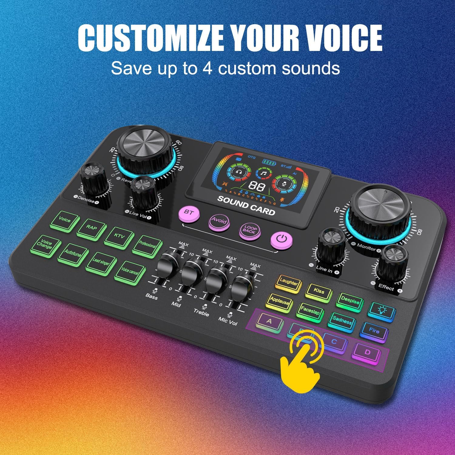 S50 Gaming Audio Mixer,3000mAh Audio Interface with Pro-preamp Guitar Instrument Interface for Live Streaming Podcasting Content Create Gaming(Black)