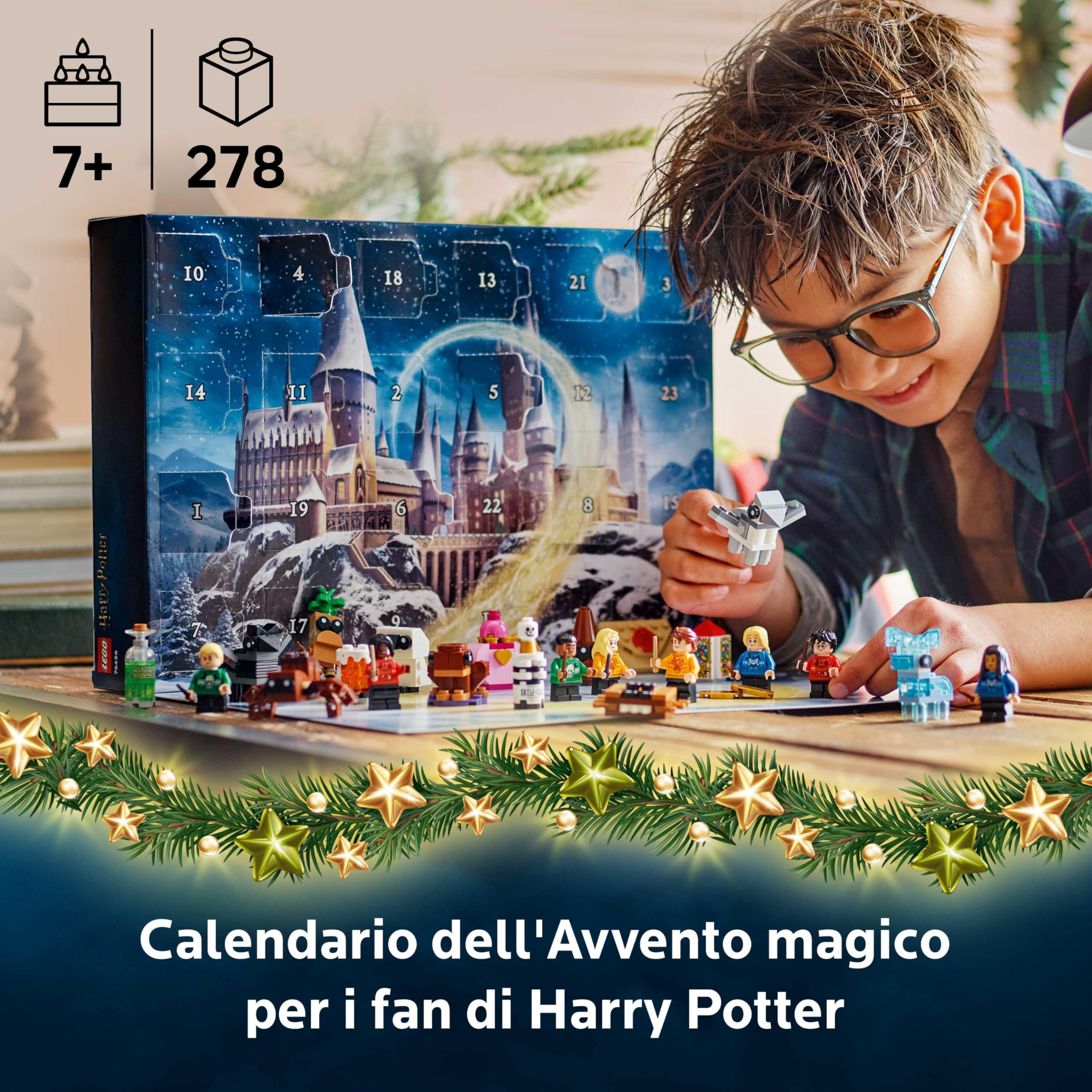 LEGO Harry Potter Calendario dell'Avvento 2025 per Bambini e Bambine da 7 Anni - Gioco per il Conto alla Rovescia di Natale con 24 Sorprese tra cui 8 Minifigure e Mini Modelli - Idea Regalo - 76456