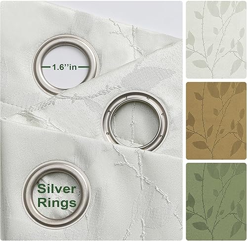 Miniatura 3 de Aiyufeng Rina - Cortinas opacas beige de 63 pulgadas de largo, 2 paneles para sala de estar, aislamiento térmico, ahorro de energía, reducción de