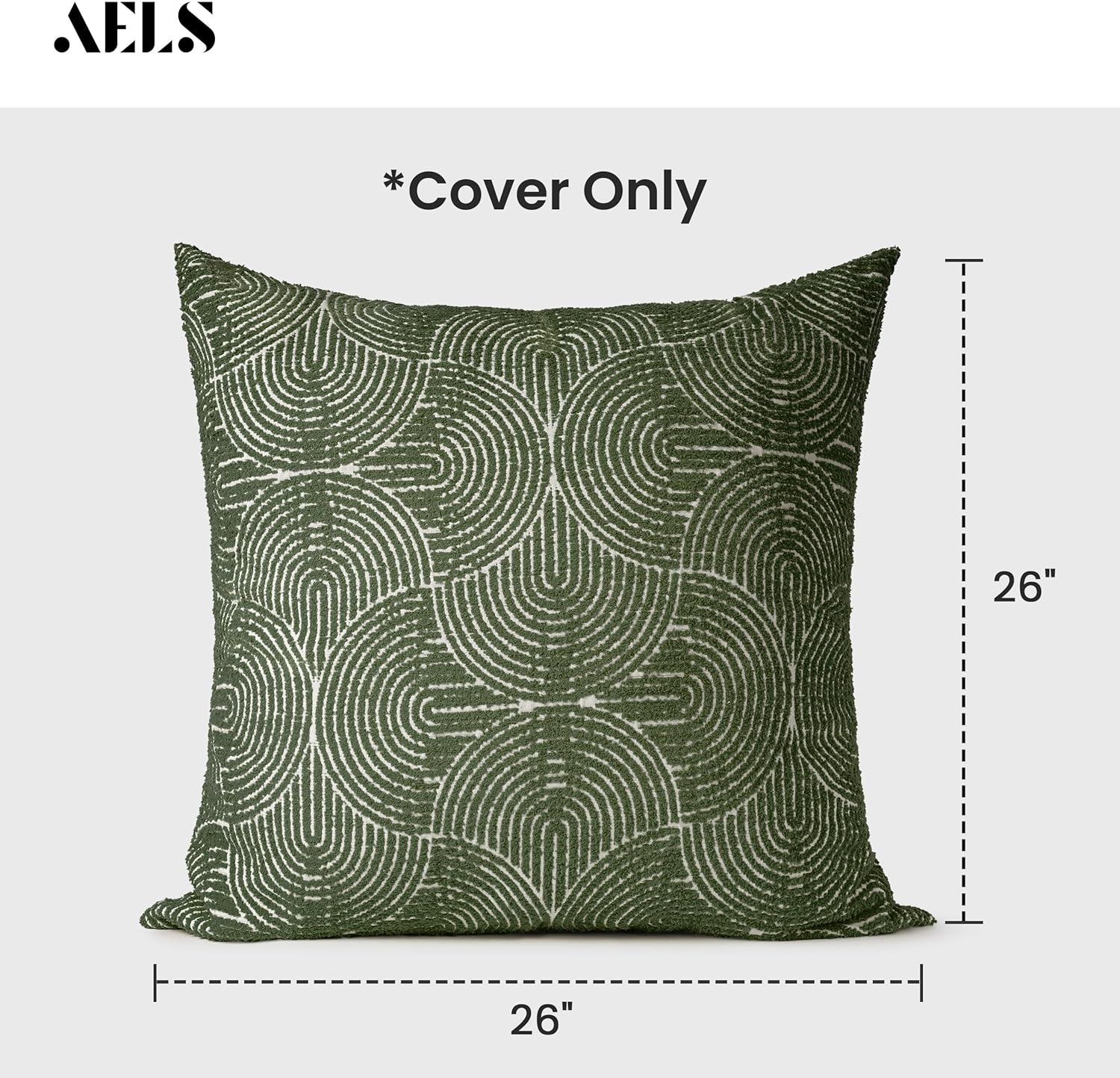 AELS Boho Decorative Textured Throw Pillow Covers 26x26, Modern Mid Century Rainbow Tufted Pillow Case, Farmhouse Rustic Geometric Woven Cushion Case for Bed Couch Sofa, Olive Green