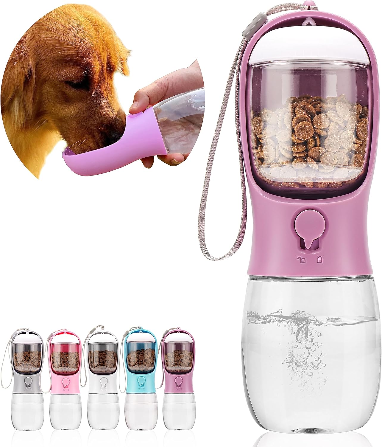 AVELORA Portable Pet Water Bottle & Food Container for Dogs & Cats