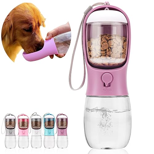 AVELORA Botella de agua para perros, botella de agua portátil para mascotas con contenedor de alimentos