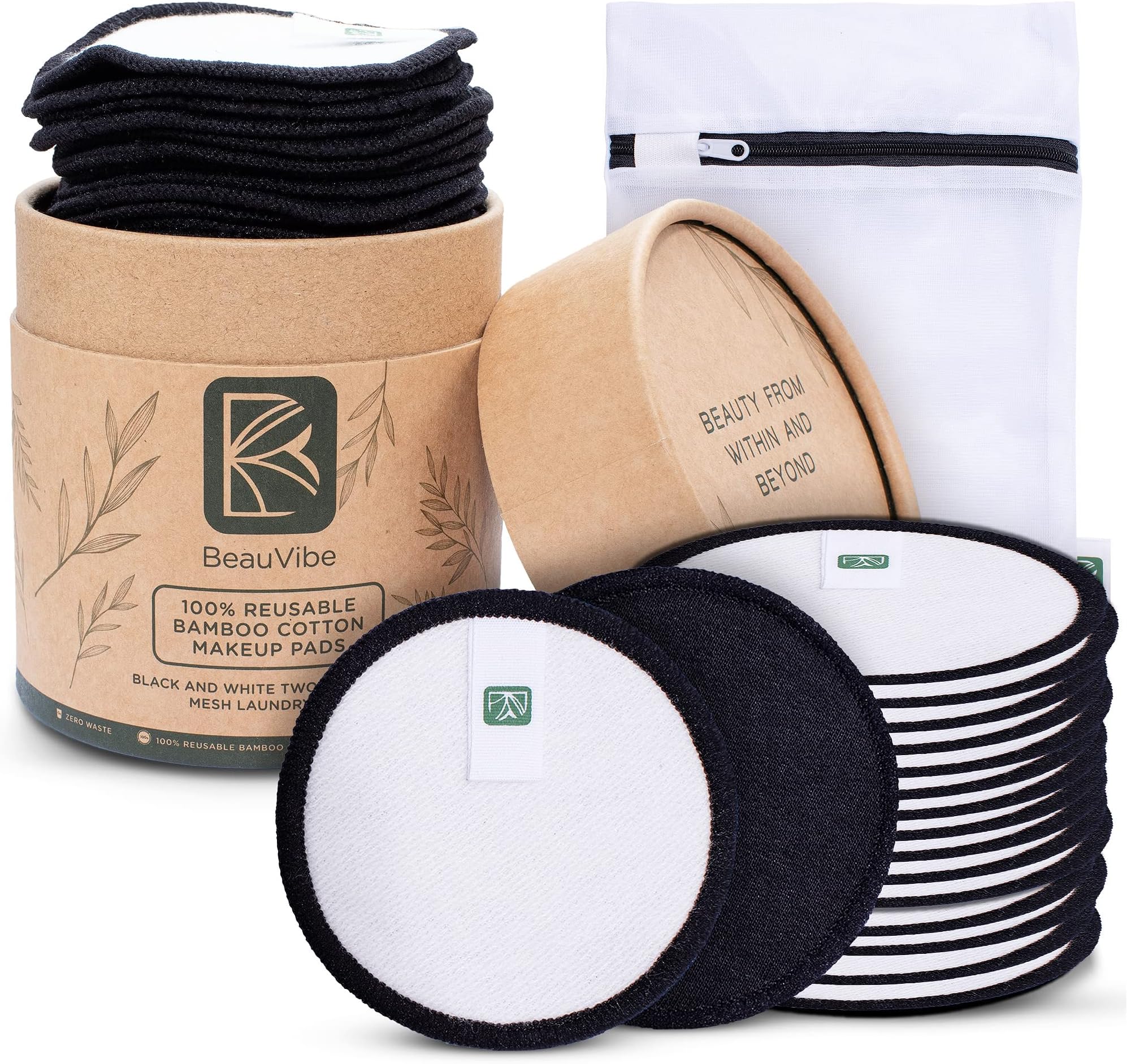 Reusable Cotton Pads for Face - 16 Pack w/Laundry Bag & Cotton Face Pads Holder - Reusable Face Pads for Toner Applicator, Zero Waste Reusable Cotton Swabs,Reusable Cotton Rounds Makeup Remover Pads