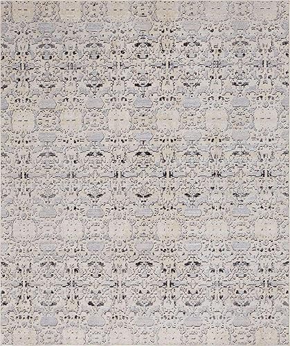 Miniatura 10 de Unique Loom Charm Collection - Alfombra abstracta, bohemia, envejecida, moderna, colores oscuros, 8 pies x 10 pies 0 pulgadas, grismarfil