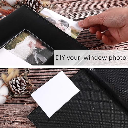 Miniatura 5 de RECUTMS Álbum de fotos de 200 bolsillos, 4 x 6 pulgadas, cubierta de piel sintética de alta calidad con ventana frontal para boda, familia, bebé