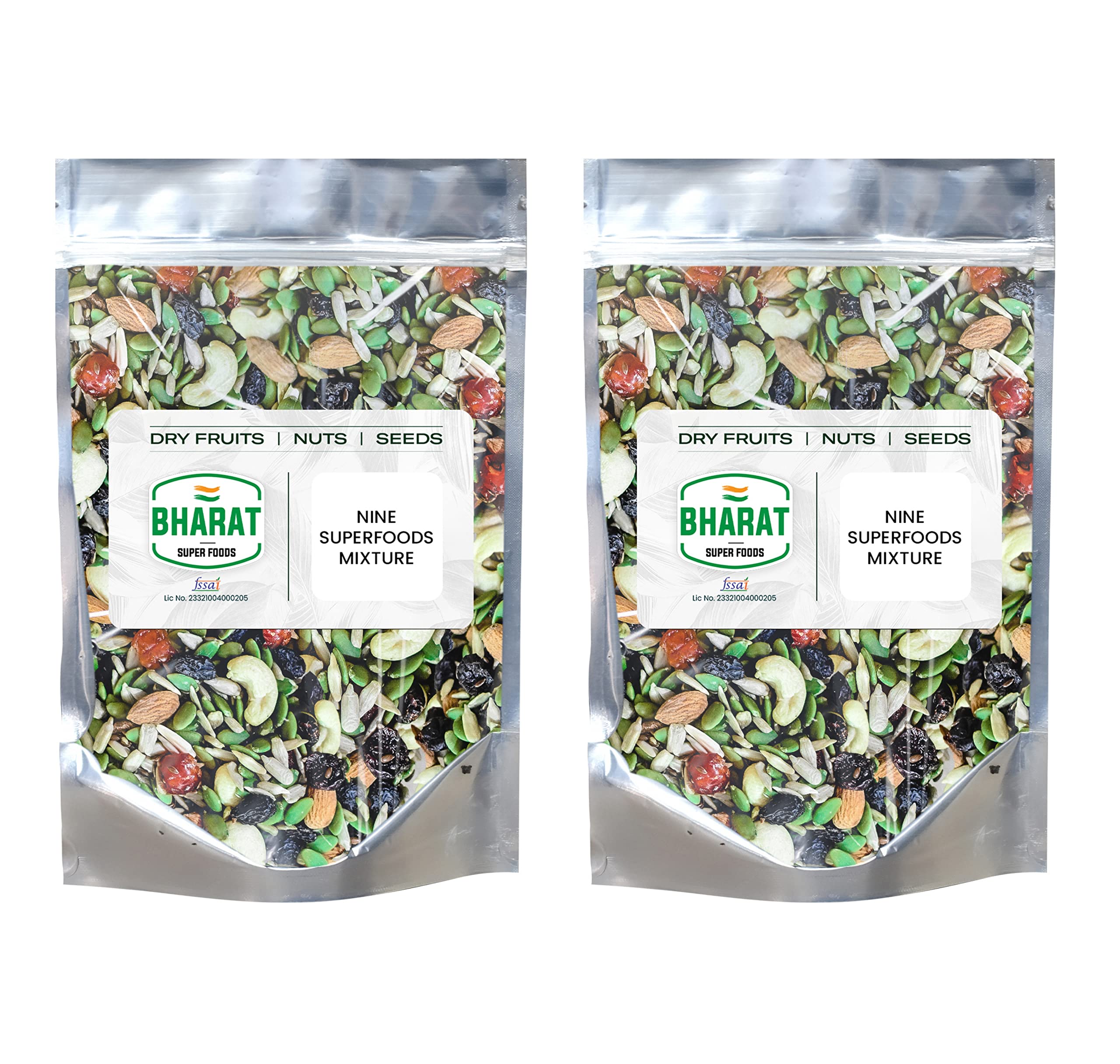 Bharat Super Foods Dry Fruits Nuts and Mix Seeds for eating - 2kg - Immunity booster 9 Superfoods Mixture - 100% Natural- 2 Packs of 1kg each (2kg) (B09KHG98M1) Amazon Price History, Amazon Price Tracker