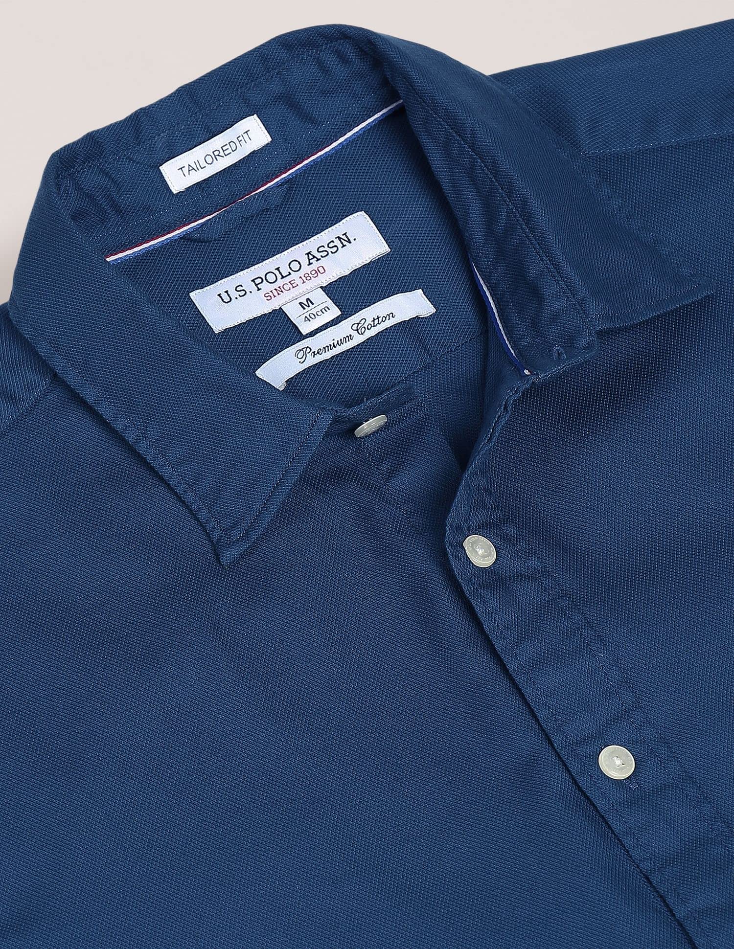 U.S. POLO ASSN. Cotton Men's Solid Regular Fit Shirts (USSHTFX0002_Blue XL) - Image 3 thumbnail