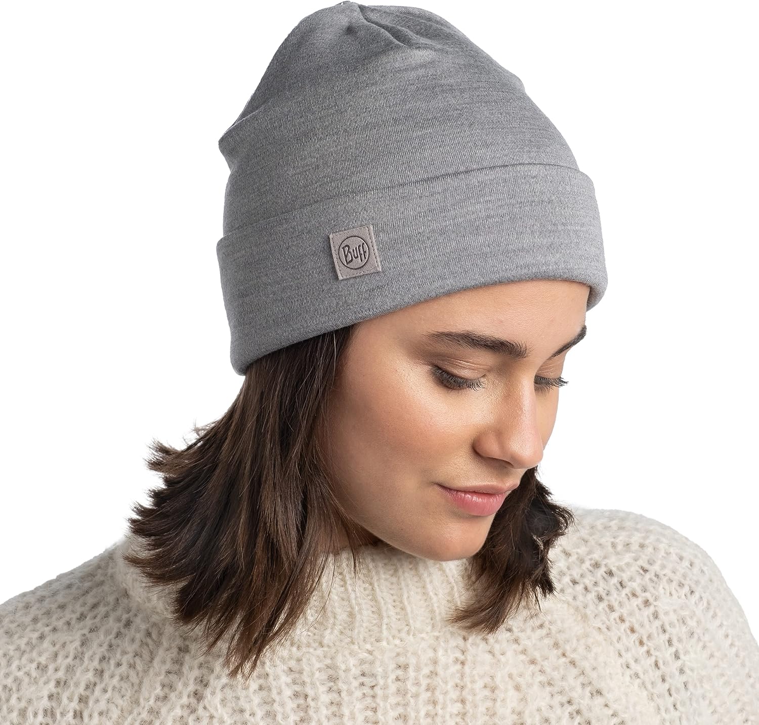 Buff Unisex Merino Wool Heavyweight Beanie Hat - Light Grey image 5
