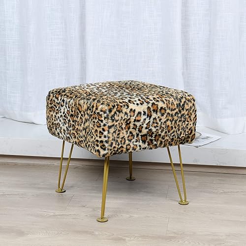 Miniatura 105 de Banco otomano rectangular largo de vaca de piel sintética para entrada, reposapiés suave y peludo, 46 x 16 x 17 pulgadas, banco de asiento