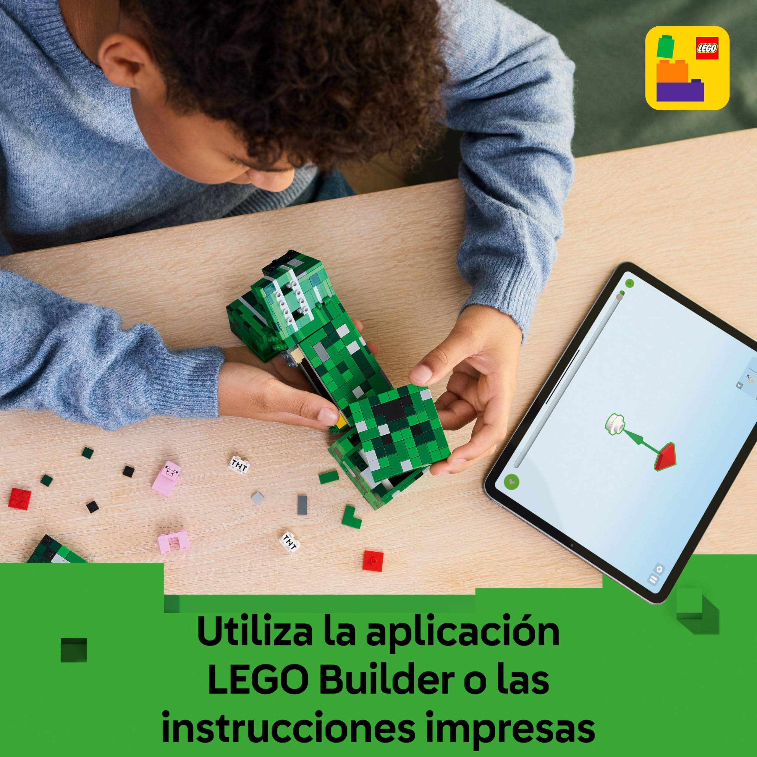LEGO Minecraft El Creeper - Figura Articulada con Compartimento Oculto, Cerdo y Dinamita - Regalo Gamer para Niños, Niñas y Adolescentes de 10+ Años - Decoración Gaming Room 21276