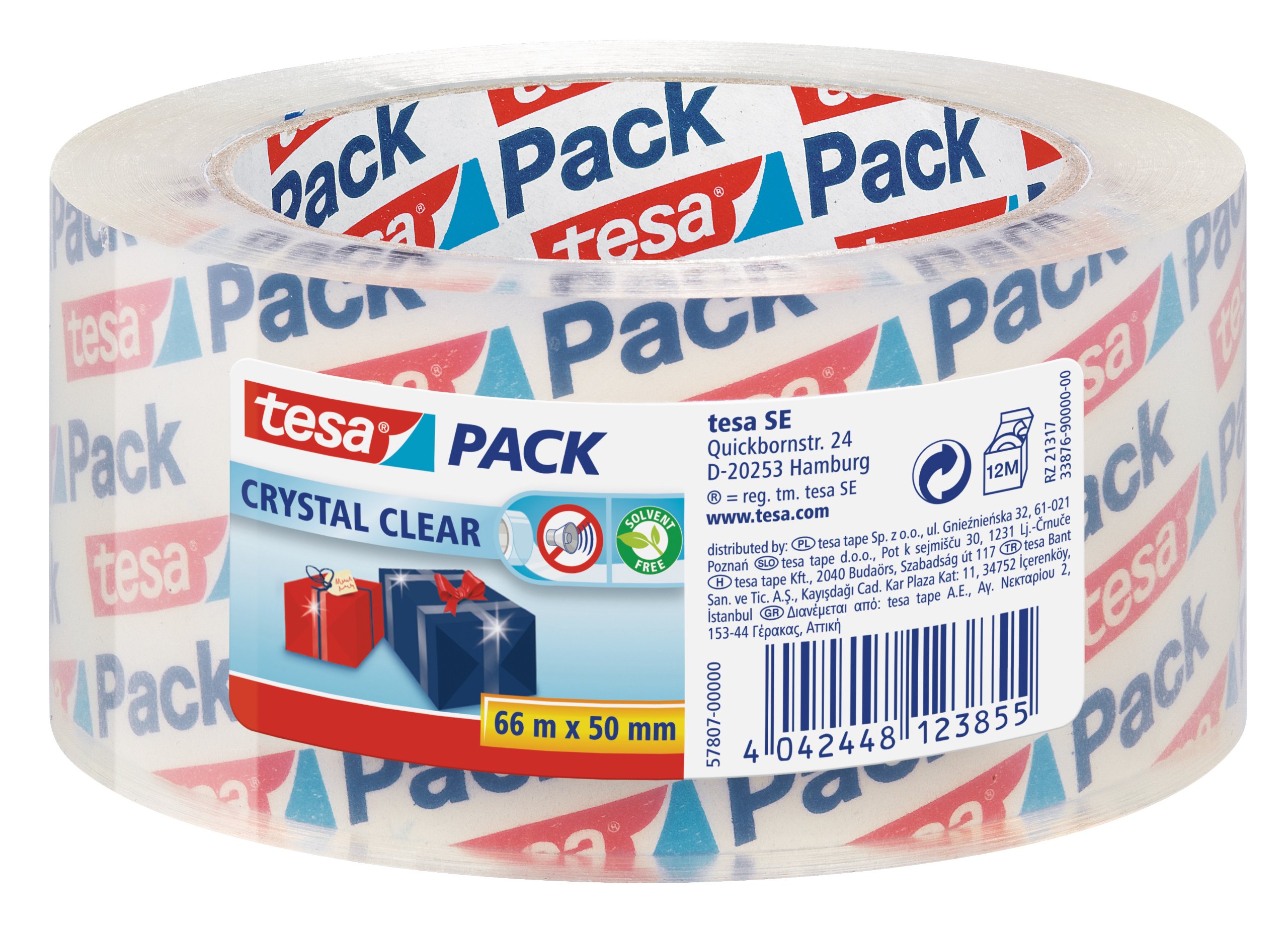 Tesa Uk Not_applicable Tesapack 57807 Crystal Clear Packing Tape For Packaging Of Heavy Cartons And Parcels, 66 M X 50 Mm - 6 Rolls