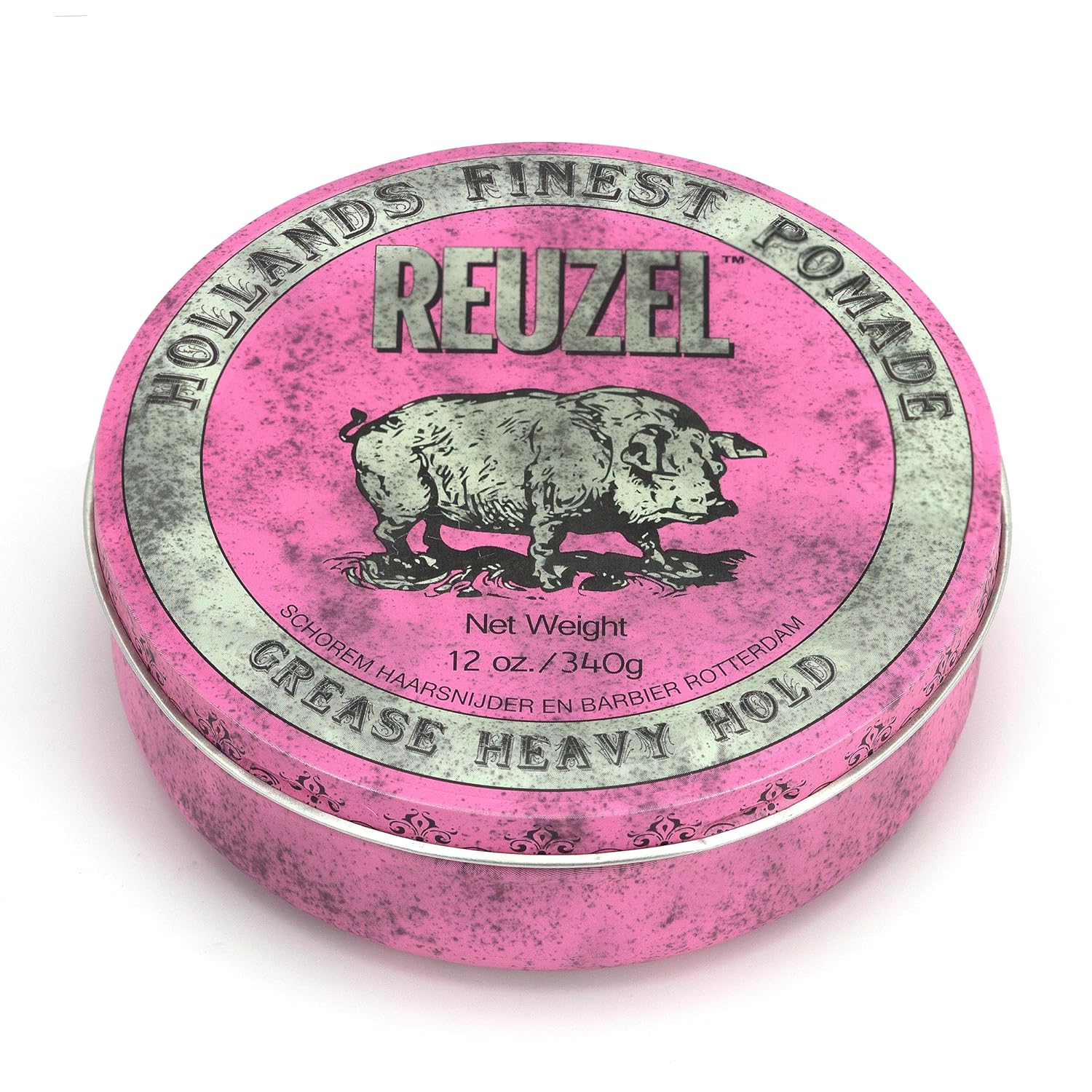 REUZEL Pink Grease Pomade, Strong All Day Hold, Oil-Based Styling Wax, Medium Shine, Easy To Wash Out, For All Hair Types