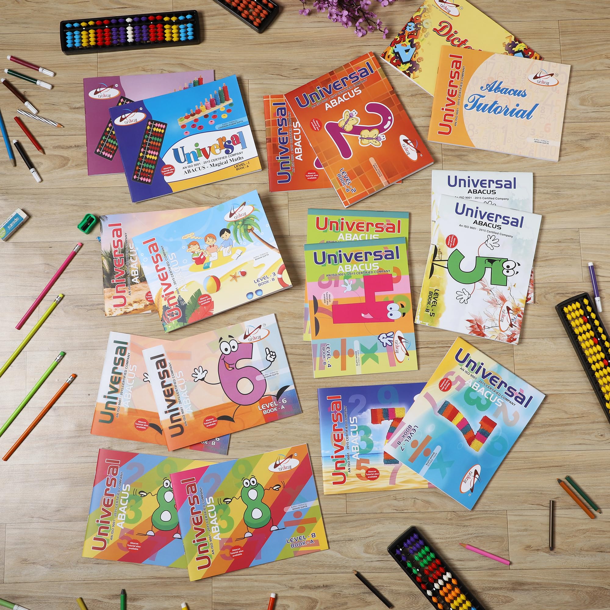 unikus Combo of 18 Abacus Books | Level 1 to 8 (Book A and B) | Dictation Book | Abacus Guide