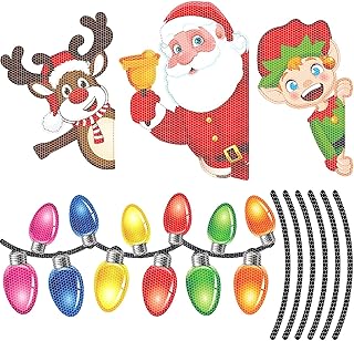 25 Pièces Décorations Réfrigérateur Voiture Noël Set Aimants Noël Réfléchissants Ampoule Lumières Noël Ornements Aimants Renne Père Noël pour Fête Noël Voiture, Garage, 10 Fils Magnétiques