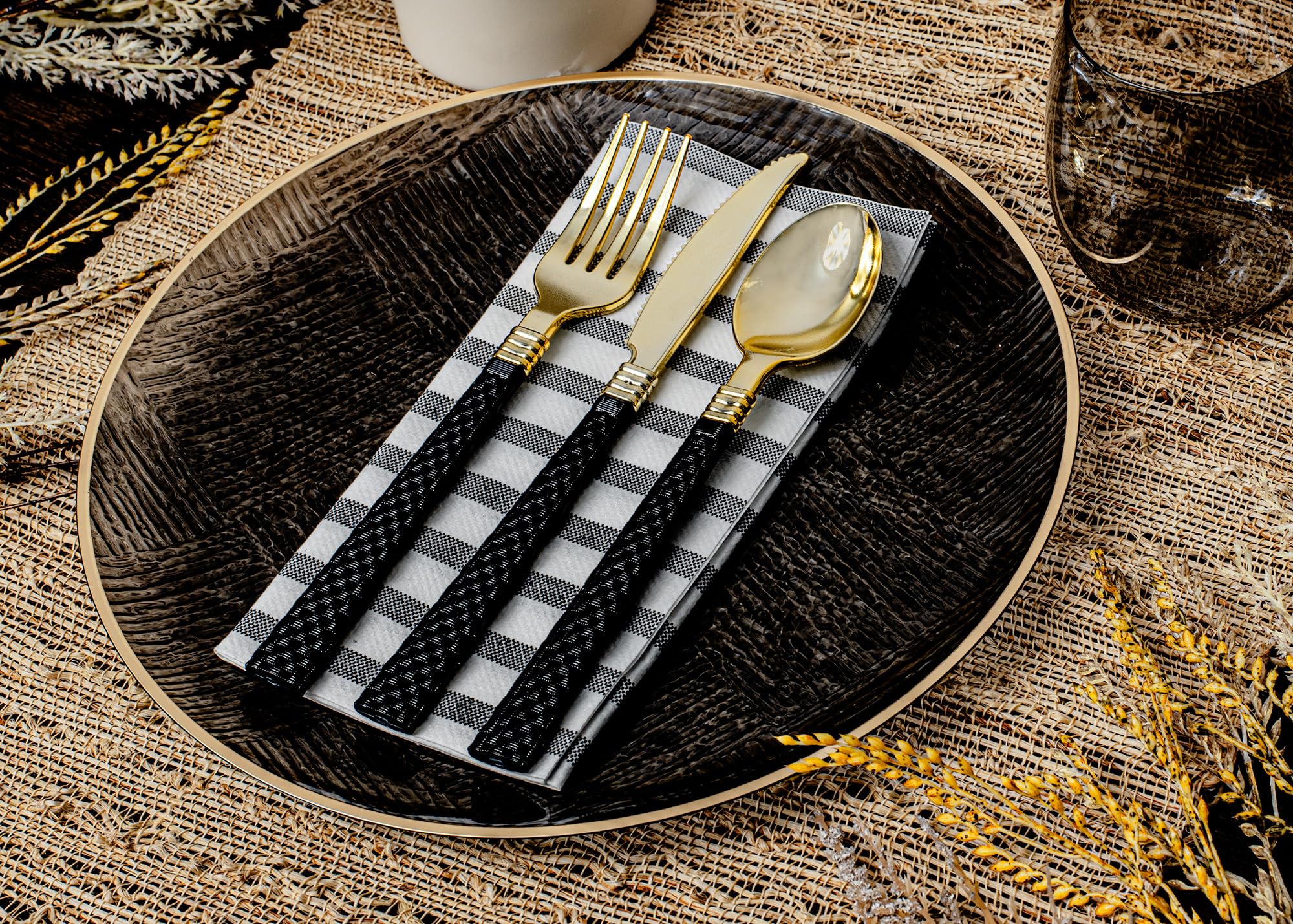 Amazon.com: Lillian Tablesettings 32-Piece Tinted Charcoal Plastic