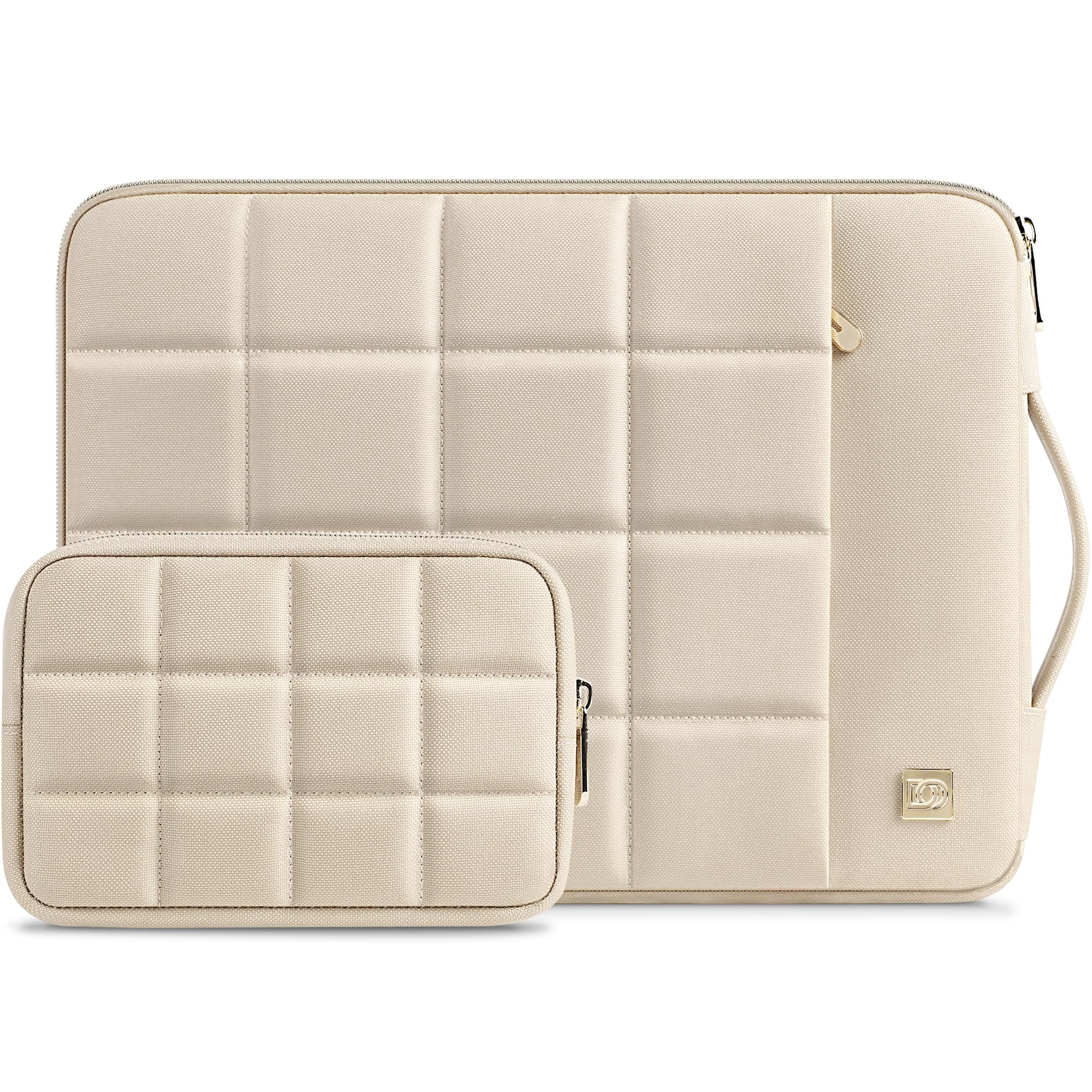 DOMISO Laptoptasche 15-15.6 Zoll Laptop Hülle mit Zubehör Tasche für MacBook Pro 16" M4/M3/M2, Dell XPS 16, HP Envy 15, Lenovo IdeaPad 5 / Flex 5, Wasserabweisende Notebook Tasche Sleeve, Beige