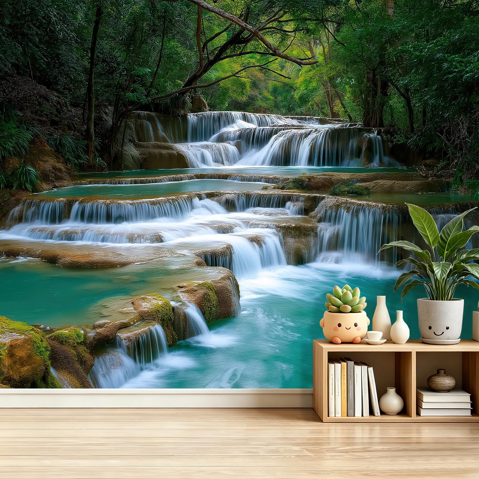 Papier peint intissé vert paysage naturel 3D fresque murale géante 400x280 cm pour grand salon