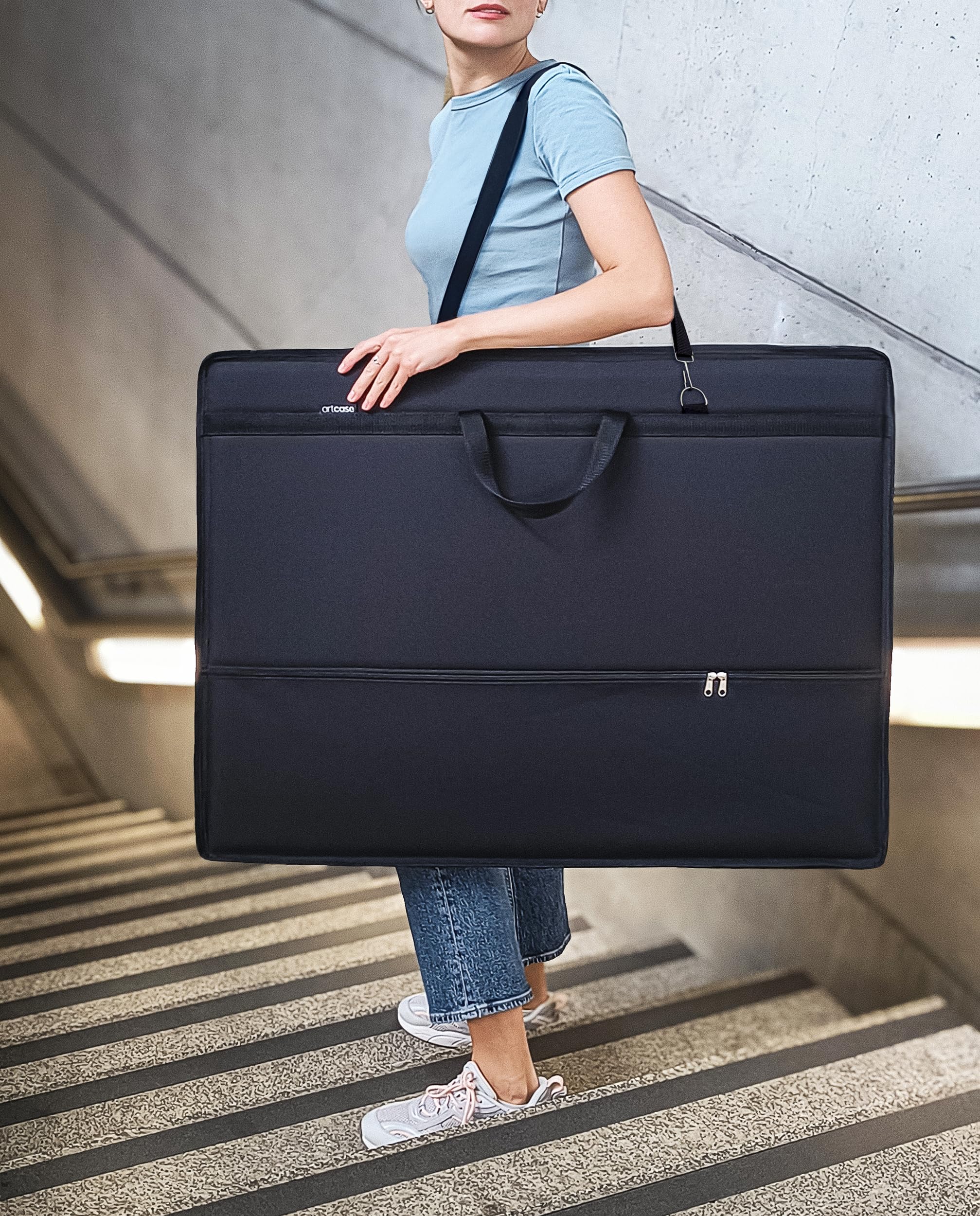 Artcase Max DIN A1 - Artist Portfolio Case, Hard-Cover Drawing Folder A1, Large Format Document Transport Bag 90 x 68 x 8 cm, storage professional artist bag, waterproof durable polyester (Black)