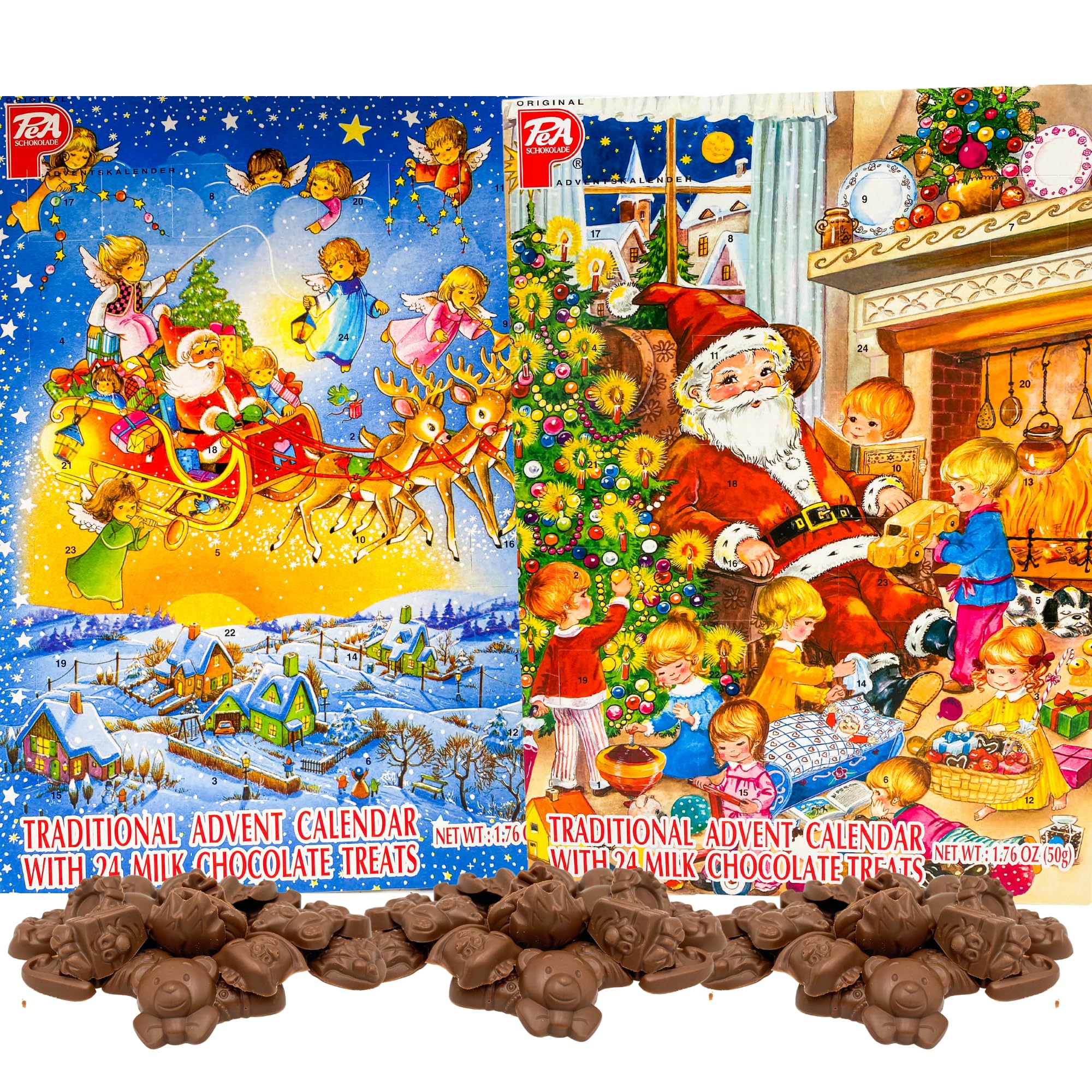 Amazon.com: Chocolate Advent Calendar 2022 Traditional Countdown to  Christmas 24 Days, Assorted German Candy Gift, Pack of 2, 1.76 Ounces Each  : Grocery & Gourmet Food