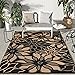 GENIMO Outdoor Rug Waterproof for Patio Decor, 5' x 8' Reversible Plastic Straw Floral Camping Carpet, Large Area Rugs Mats for RV, Camper, Deck, Balcony, Porch, Beach, Picnic, Black & Brown