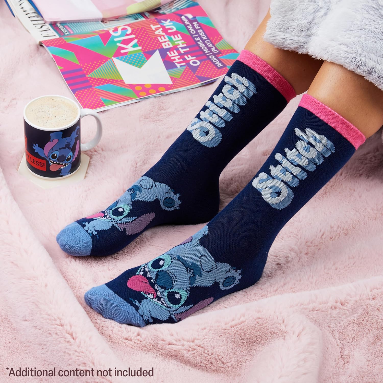 Disney Stitch Mug and Socks Gift Set Women Teenagers Cute 10.5oz Ceramic Mug Calf Socks Stocking Stuffers Gifts for Her (Navy) - Image 2