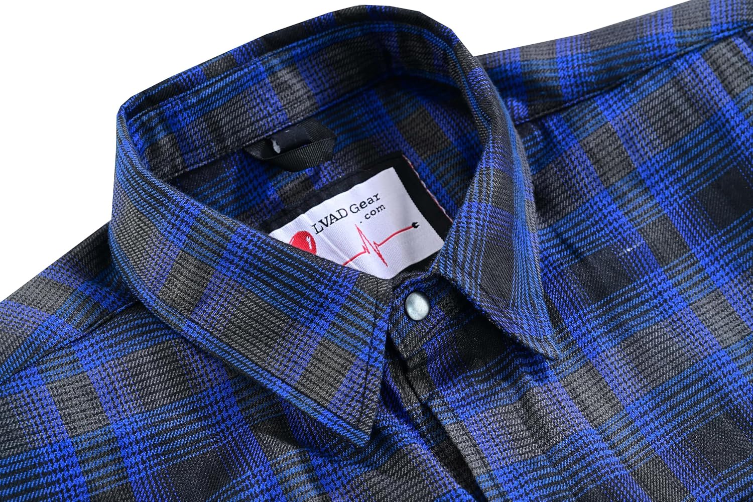 LVAD Men’s Flannel Shirt – HeartMate 3 Gear, Adjustable & Breathable with Battery Controller Pockets – Comfortable & Durable