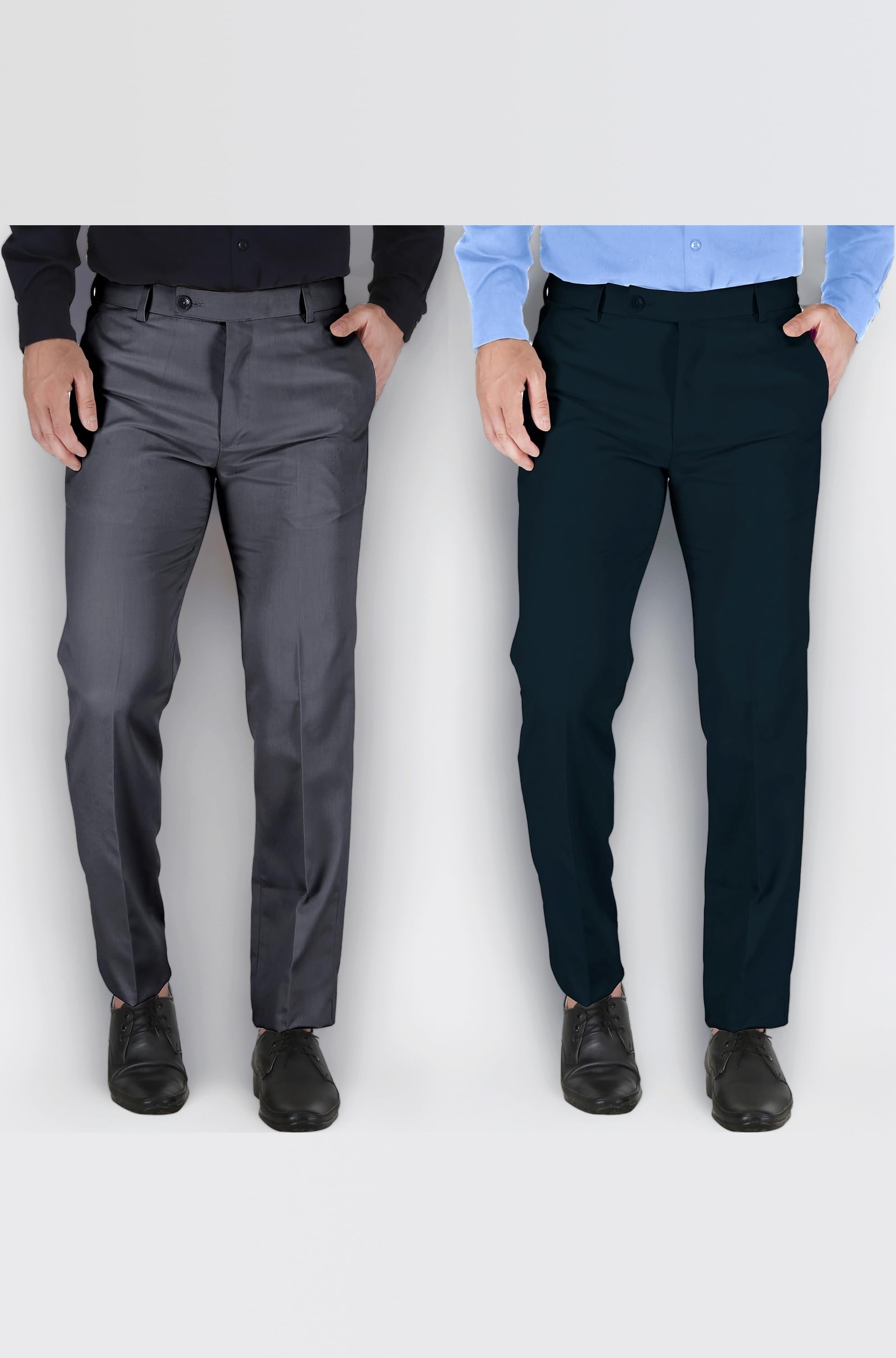MARK LEWIS Men's Polycotton Formal Trouser - Comfortable, Stylish Office wear, combatable Pants for Daily Purpose, Ideal for Business & Casual Occasions - Pack of 2
